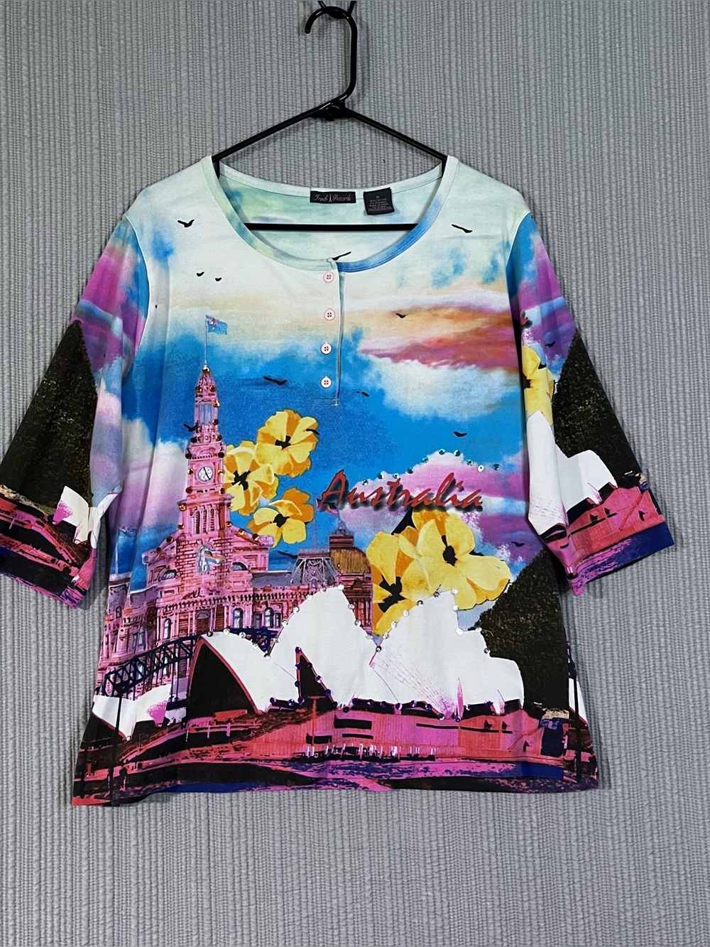 French Pastcards Scenic Print Shirt Australia Women’s XL